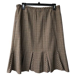 Talbots brown and tan wool midi skirt 10-panel fit and flare women’s size 14
